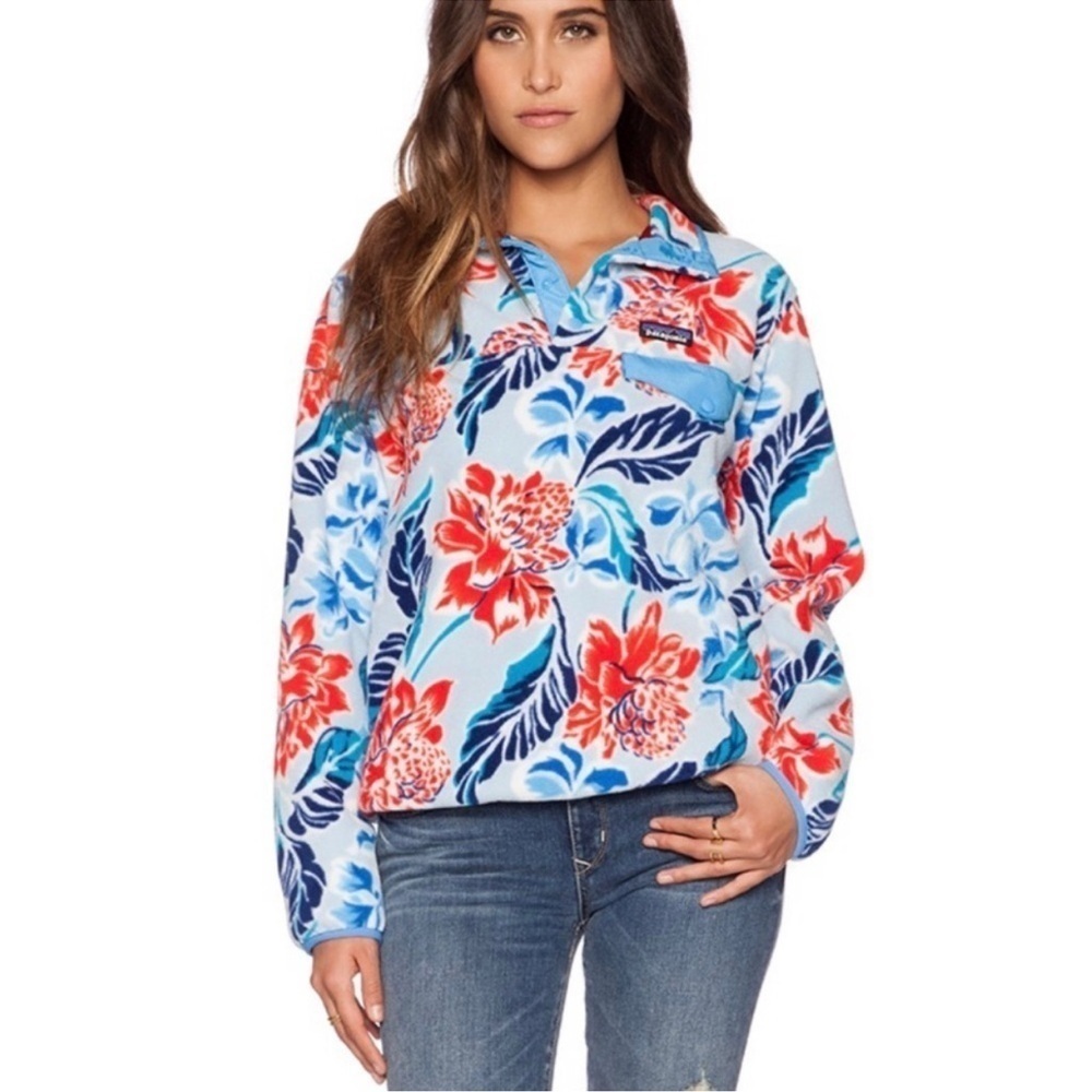 Patagonia Synchilla Snap T Fleece Pullover Hawaiian Manoa, Blue/Red